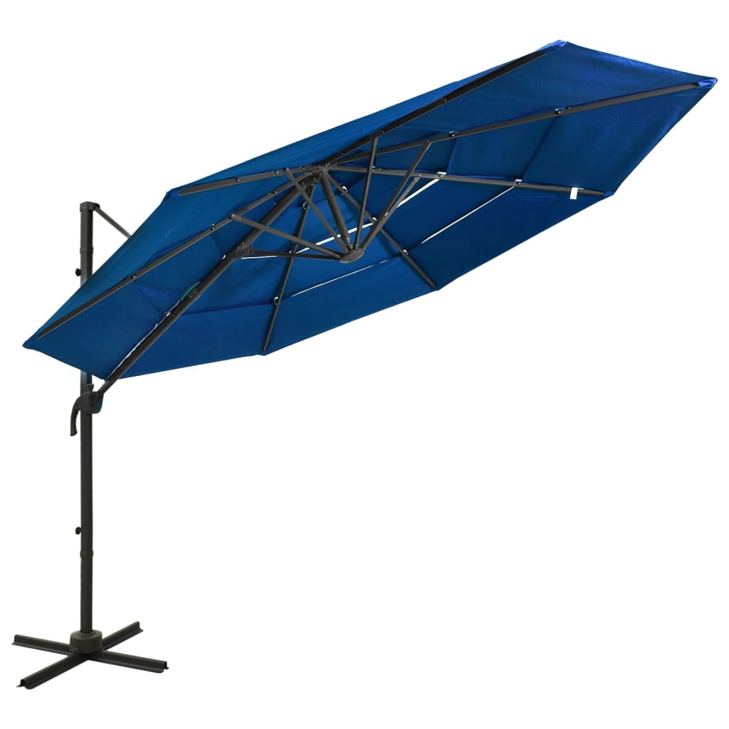 Umbrelă de soare 4 niveluri, stâlp de aluminiu, azuriu, 3x3 m Lando - Lando