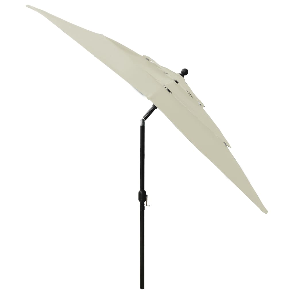 Umbrelă de soare 3 niveluri, stâlp aluminiu, nisipiu, 2,5x2,5 m Lando - Lando