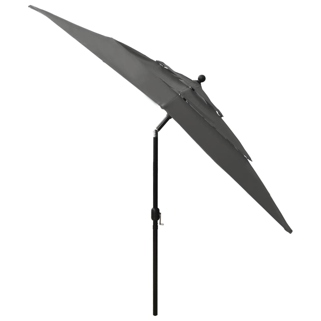 Umbrelă de soare 3 niveluri, stâlp aluminiu, antracit 2,5x2,5 m Lando - Lando