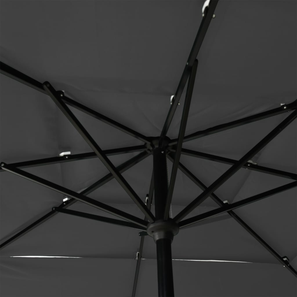 Umbrelă de soare 3 niveluri, stâlp aluminiu, antracit 2,5x2,5 m Lando - Lando