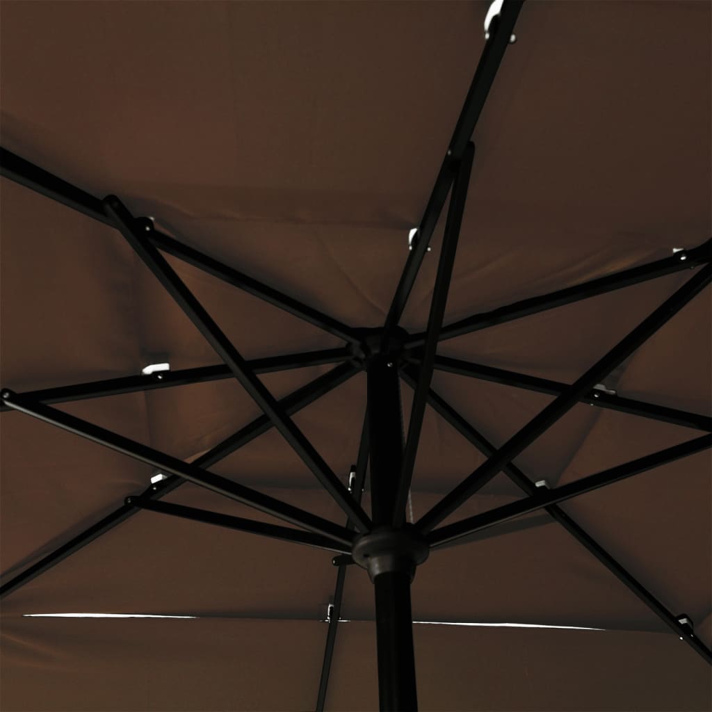 Umbrelă de soare 3 niveluri stâlp aluminiu gri taupe 2,5x2,5 m Lando - Lando