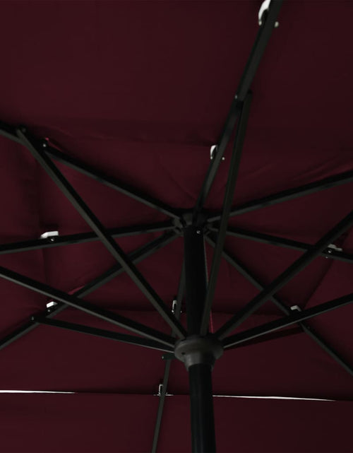 Încărcați imaginea în vizualizatorul Galerie, Umbrelă de soare 3 niveluri stâlp aluminiu roșu bordo 2,5x2,5 m Lando - Lando

