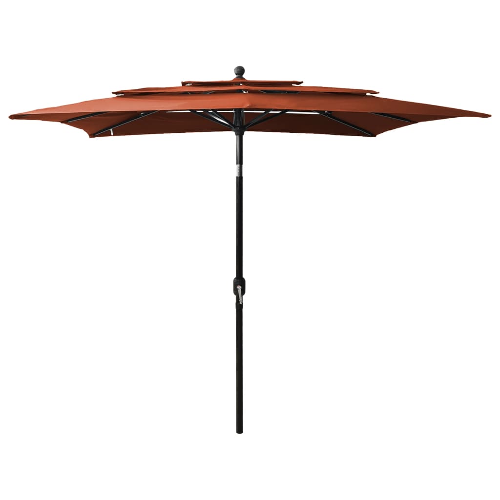 Umbrelă de soare 3 niveluri, stâlp aluminiu cărămiziu 2,5x2,5 m Lando - Lando