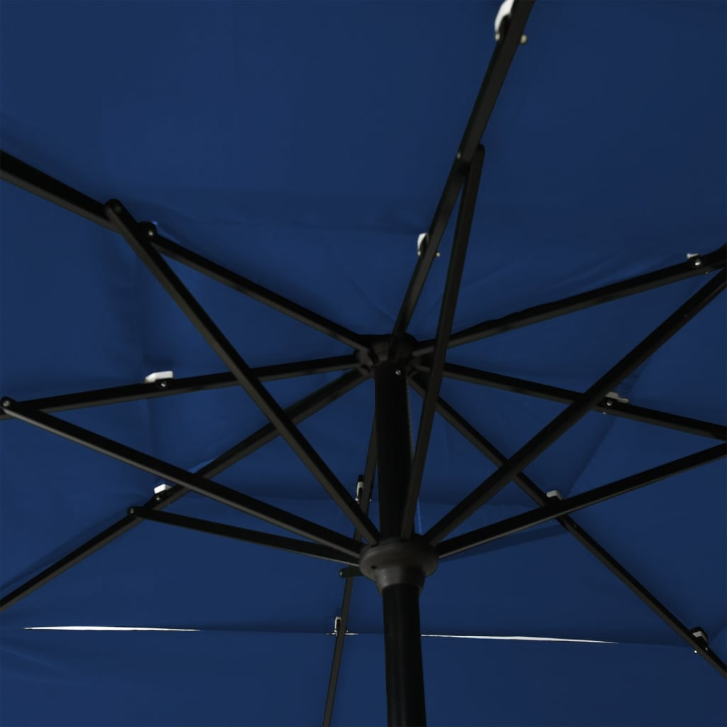 Umbrelă soare 3 niveluri, stâlp de aluminiu, azuriu, 2,5x2,5 m Lando - Lando
