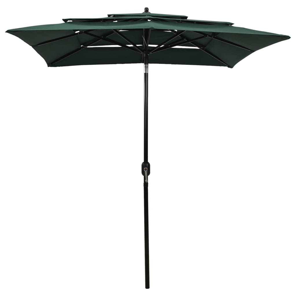 Umbrelă de soare 3 niveluri, stâlp de aluminiu, verde, 2x2 m Lando - Lando