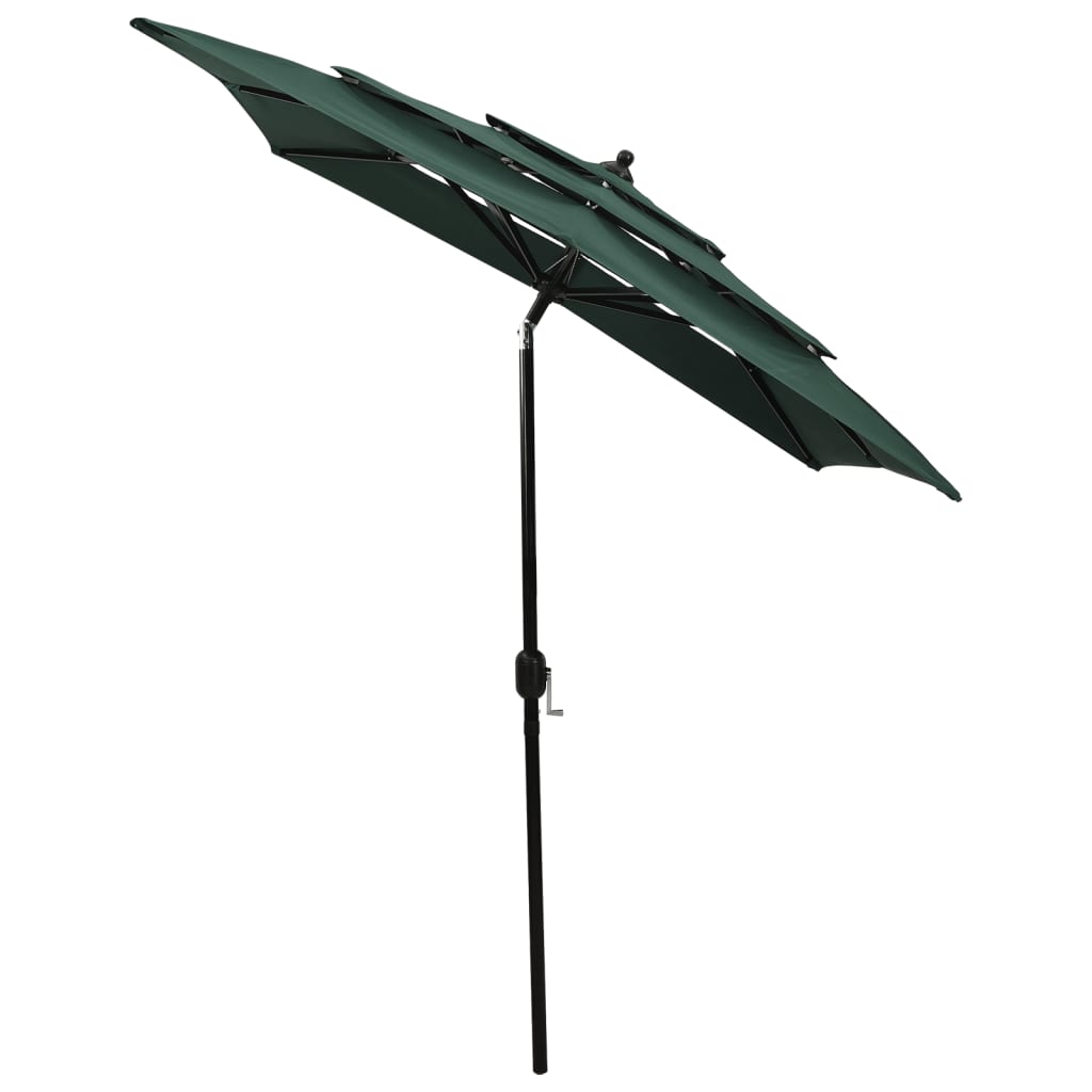 Umbrelă de soare 3 niveluri, stâlp de aluminiu, verde, 2x2 m Lando - Lando