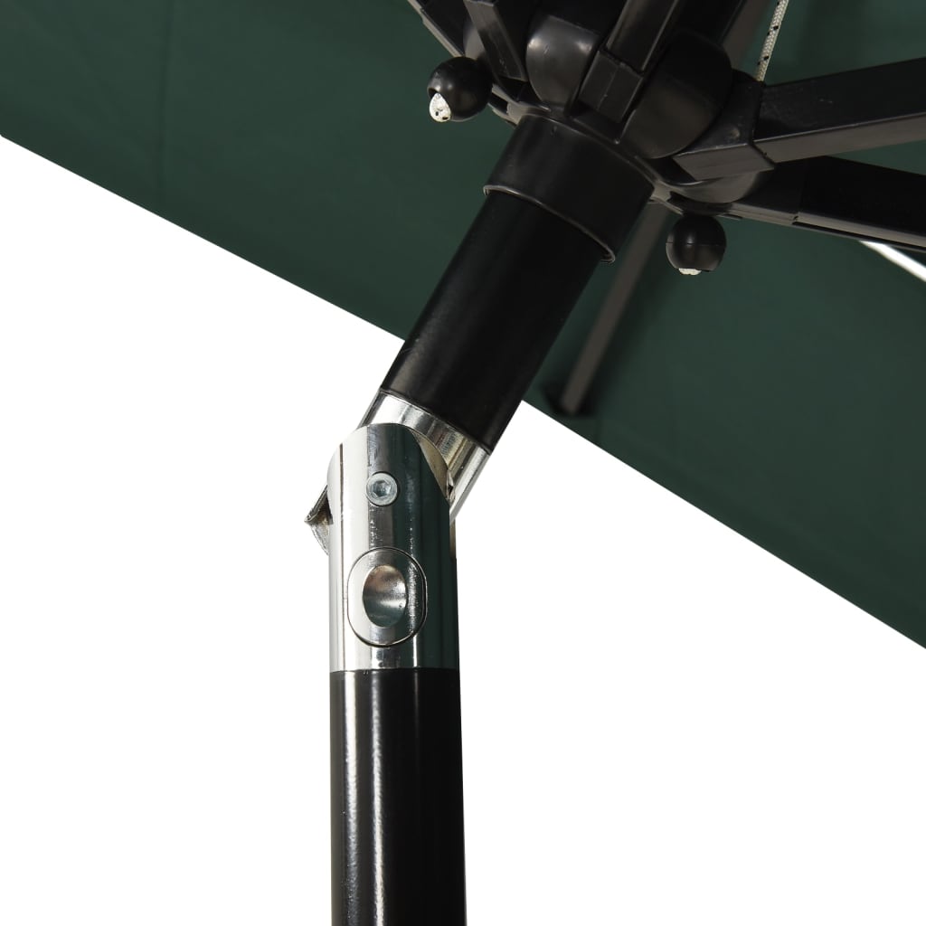 Umbrelă de soare 3 niveluri, stâlp de aluminiu, verde, 2x2 m Lando - Lando