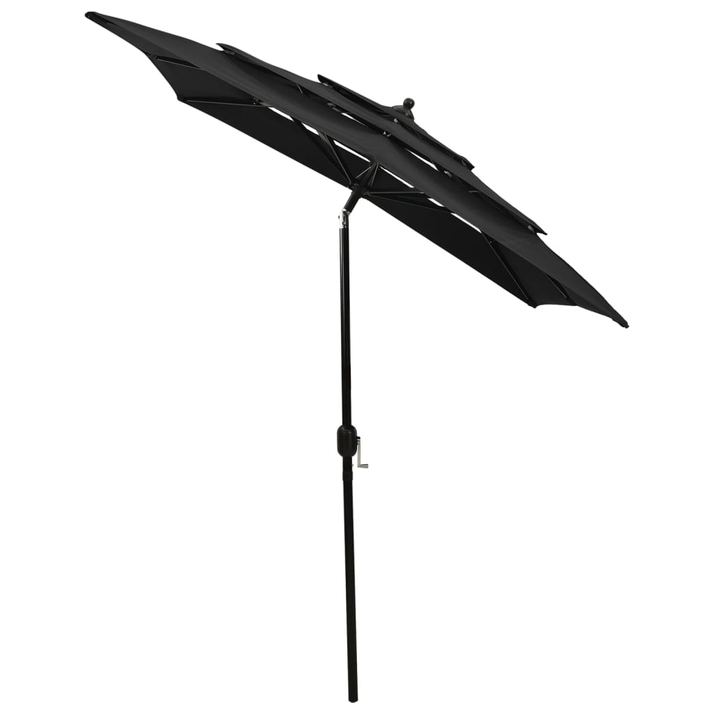Umbrelă de soare 3 niveluri, stâlp de aluminiu, negru, 2x2 m Lando - Lando