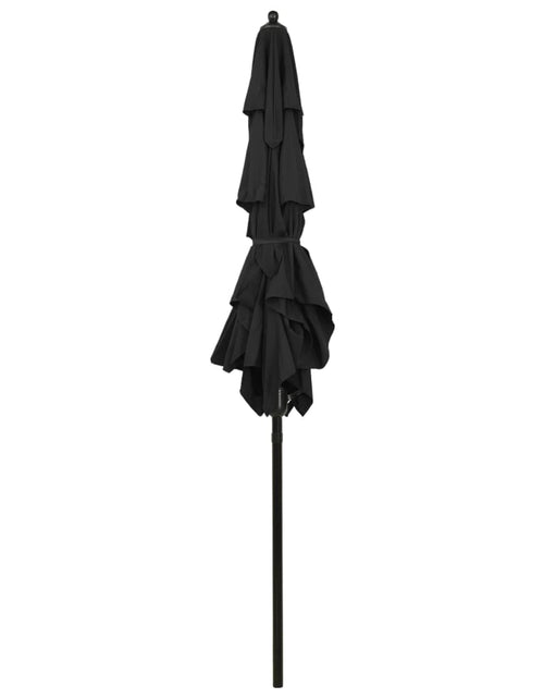 Încărcați imaginea în vizualizatorul Galerie, Umbrelă de soare 3 niveluri, stâlp de aluminiu, negru, 2x2 m Lando - Lando
