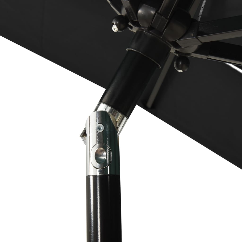 Umbrelă de soare 3 niveluri, stâlp de aluminiu, negru, 2x2 m Lando - Lando