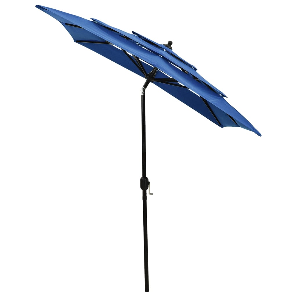 Umbrelă de soare 3 niveluri, stâlp de aluminiu, azuriu, 2x2 m - Lando