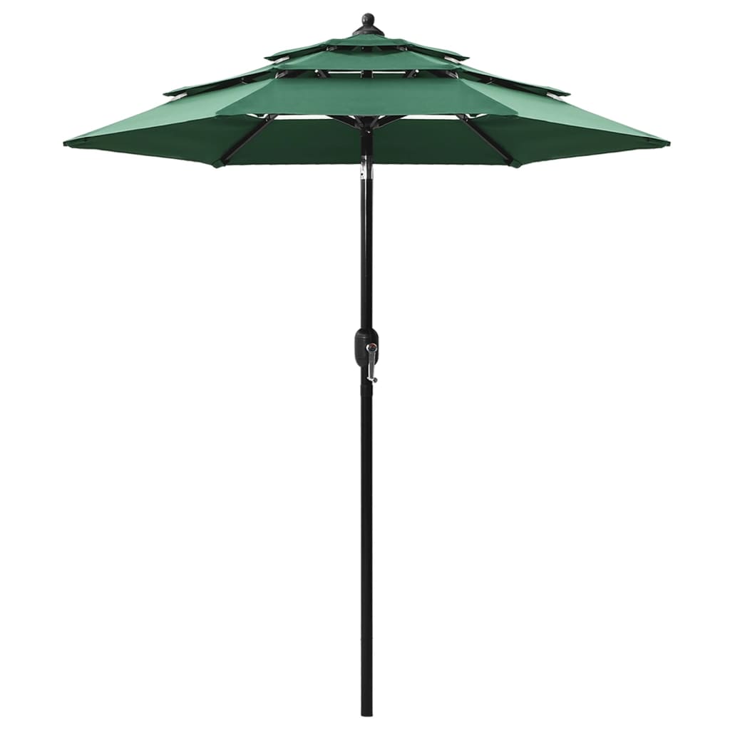 Umbrelă de soare 3 niveluri, stâlp de aluminiu, verde, 2 m Lando - Lando