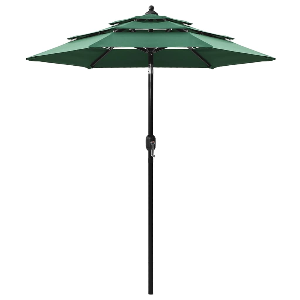 Lando-Umbrelă de soare 3 niveluri, stâlp de aluminiu, verde, 2 m- mobila