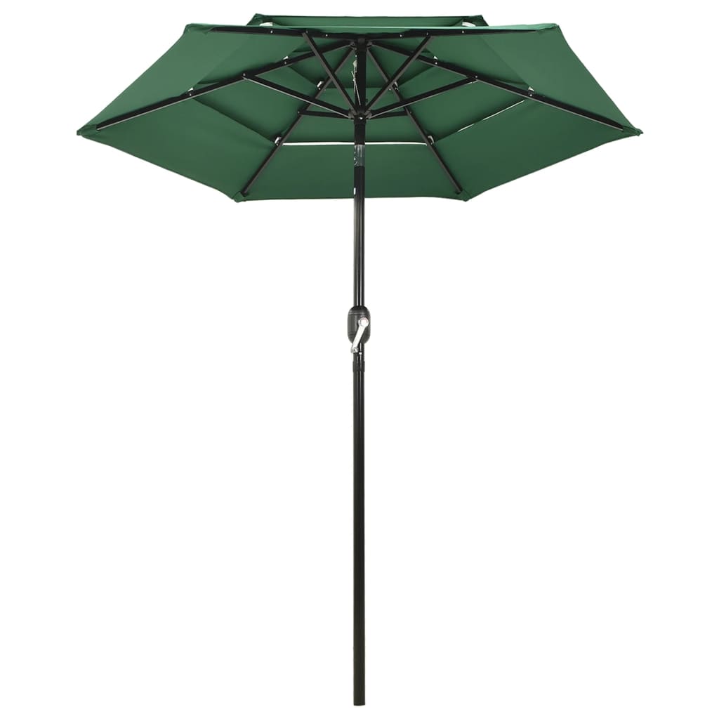 Lando-Umbrelă de soare 3 niveluri, stâlp de aluminiu, verde, 2 m- mobila