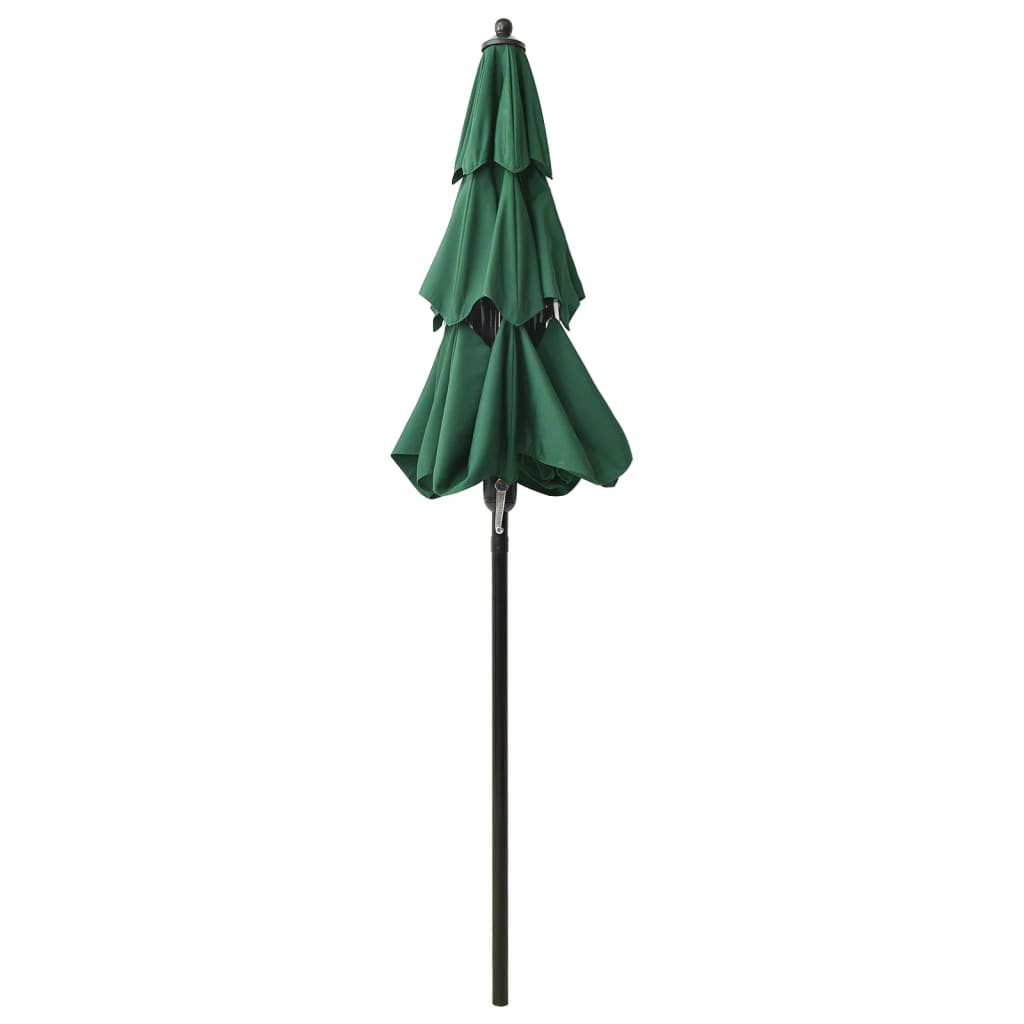 Umbrelă de soare 3 niveluri, stâlp de aluminiu, verde, 2 m Lando - Lando