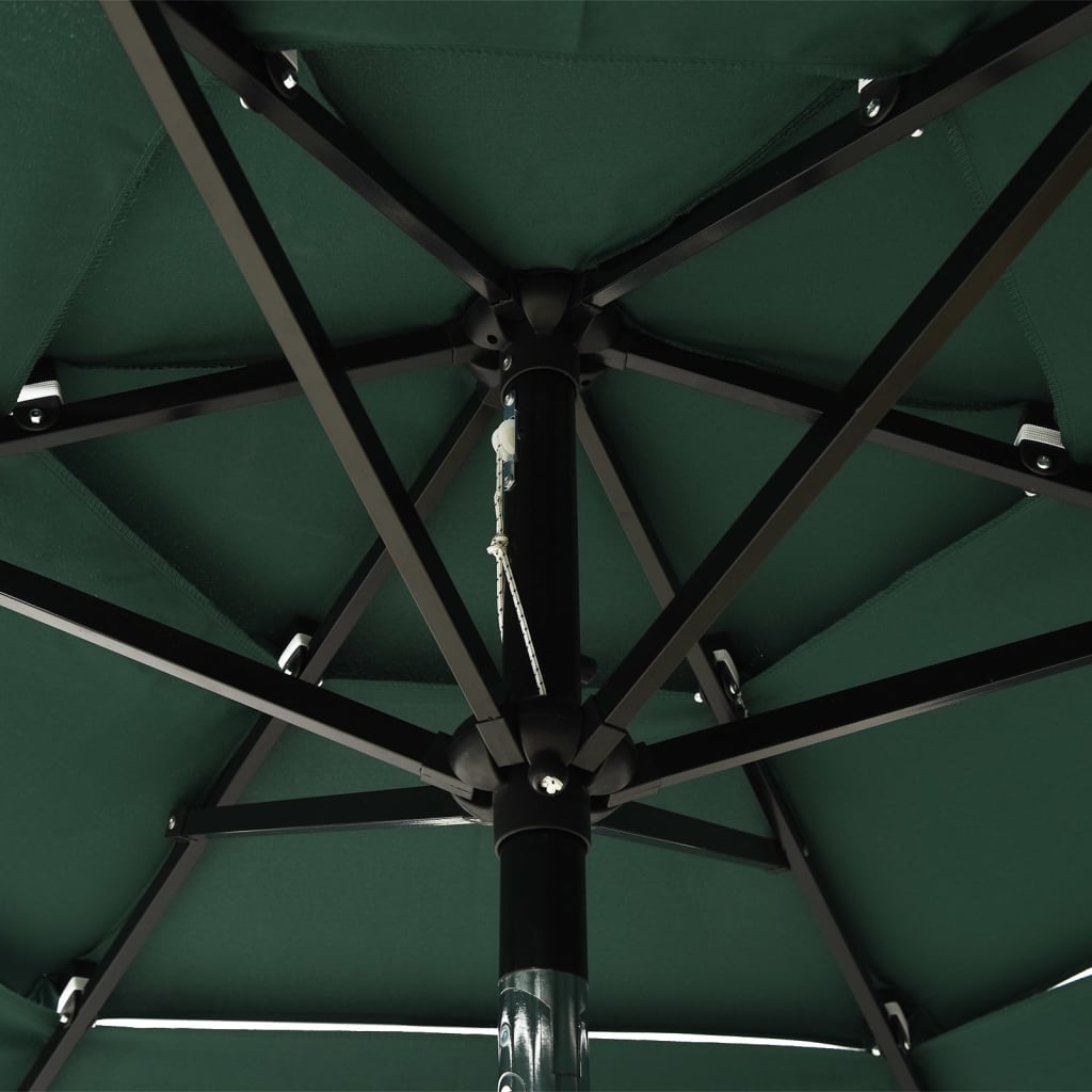 Umbrelă de soare 3 niveluri, stâlp de aluminiu, verde, 2 m Lando - Lando