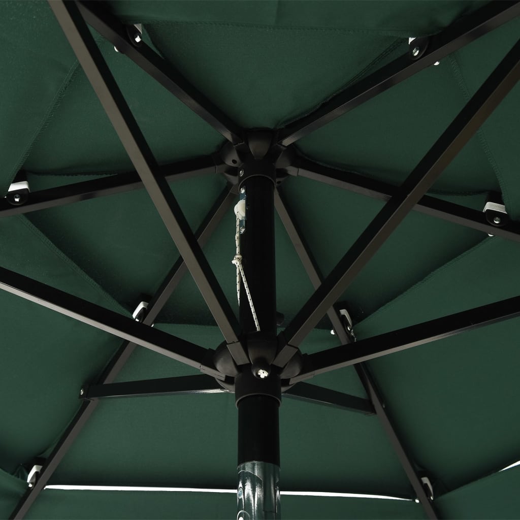 Lando-Umbrelă de soare 3 niveluri, stâlp de aluminiu, verde, 2 m- mobila