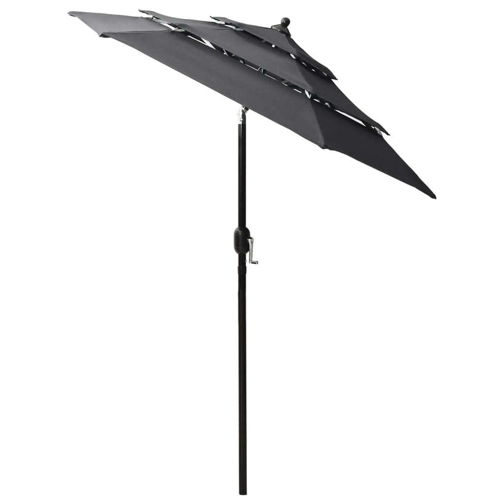 Umbrelă de soare 3 niveluri, stâlp de aluminiu, antracit, 2 m Lando - Lando