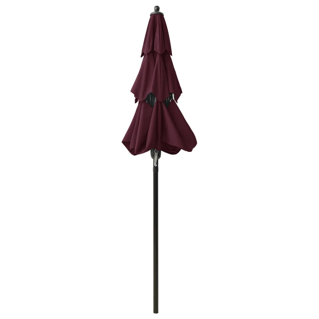 Umbrelă de soare 3 niveluri, stâlp aluminiu, roșu bordo, 2 m Lando - Lando