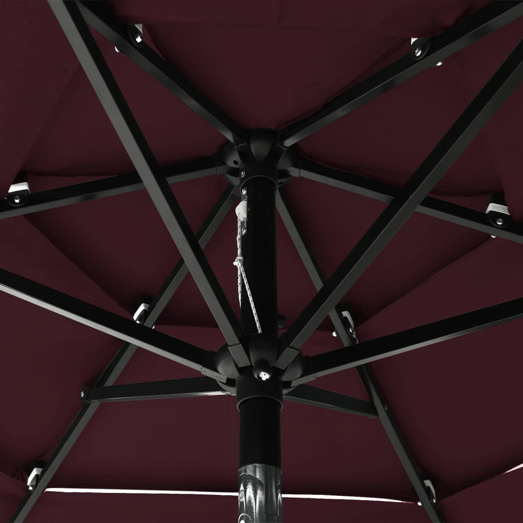 Umbrelă de soare 3 niveluri, stâlp aluminiu, roșu bordo, 2 m Lando - Lando