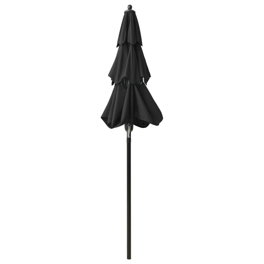 Umbrelă de soare 3 niveluri, stâlp de aluminiu, negru, 2 m Lando - Lando