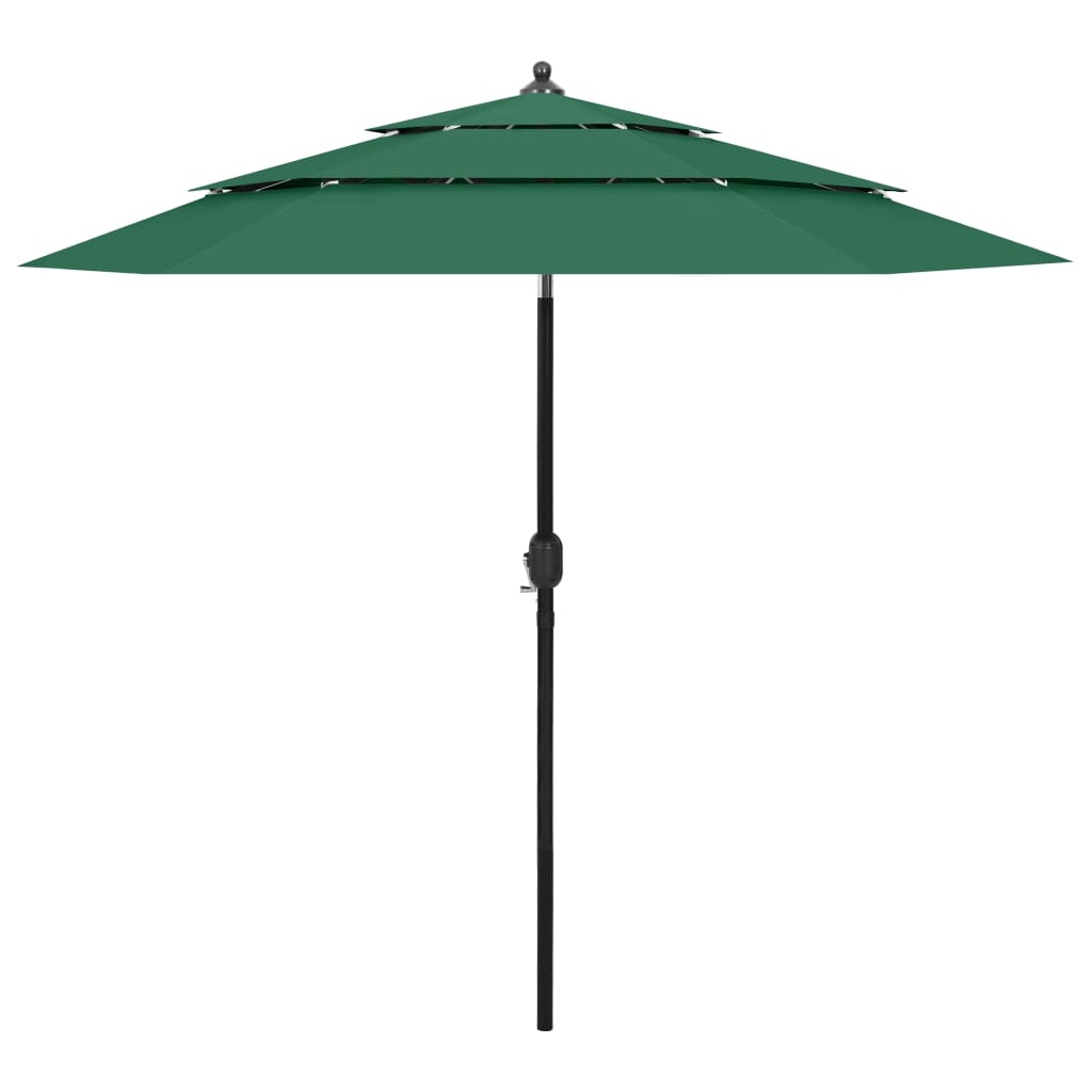 Umbrelă de soare 3 niveluri, stâlp de aluminiu, verde, 2,5 m Lando - Lando