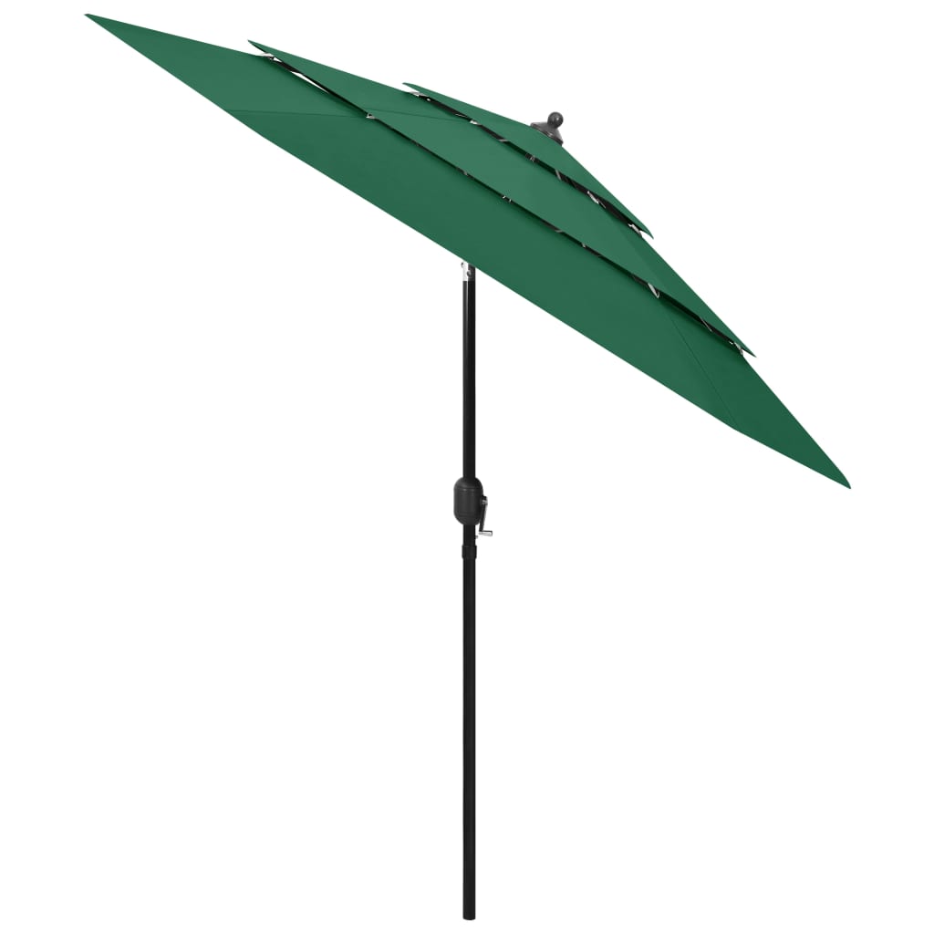 Umbrelă de soare 3 niveluri, stâlp de aluminiu, verde, 2,5 m Lando - Lando