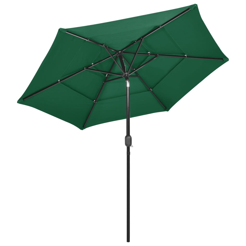 Umbrelă de soare 3 niveluri, stâlp de aluminiu, verde, 2,5 m Lando - Lando