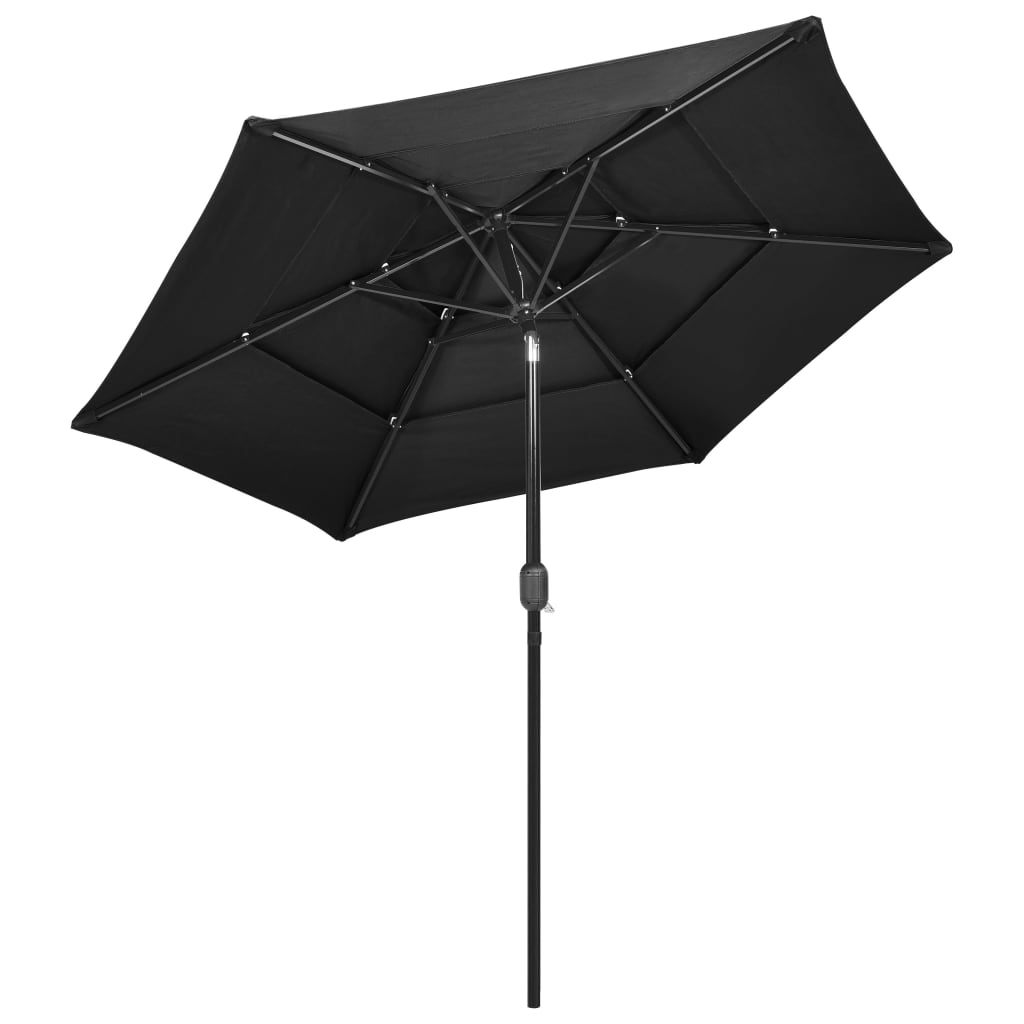 Lando-Umbrelă de soare 3 niveluri, stâlp de aluminiu, antracit, 2,5 m- mobila