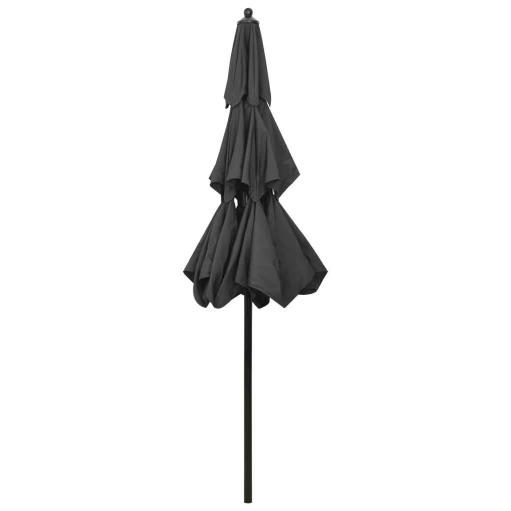 Lando-Umbrelă de soare 3 niveluri, stâlp de aluminiu, antracit, 2,5 m- mobila