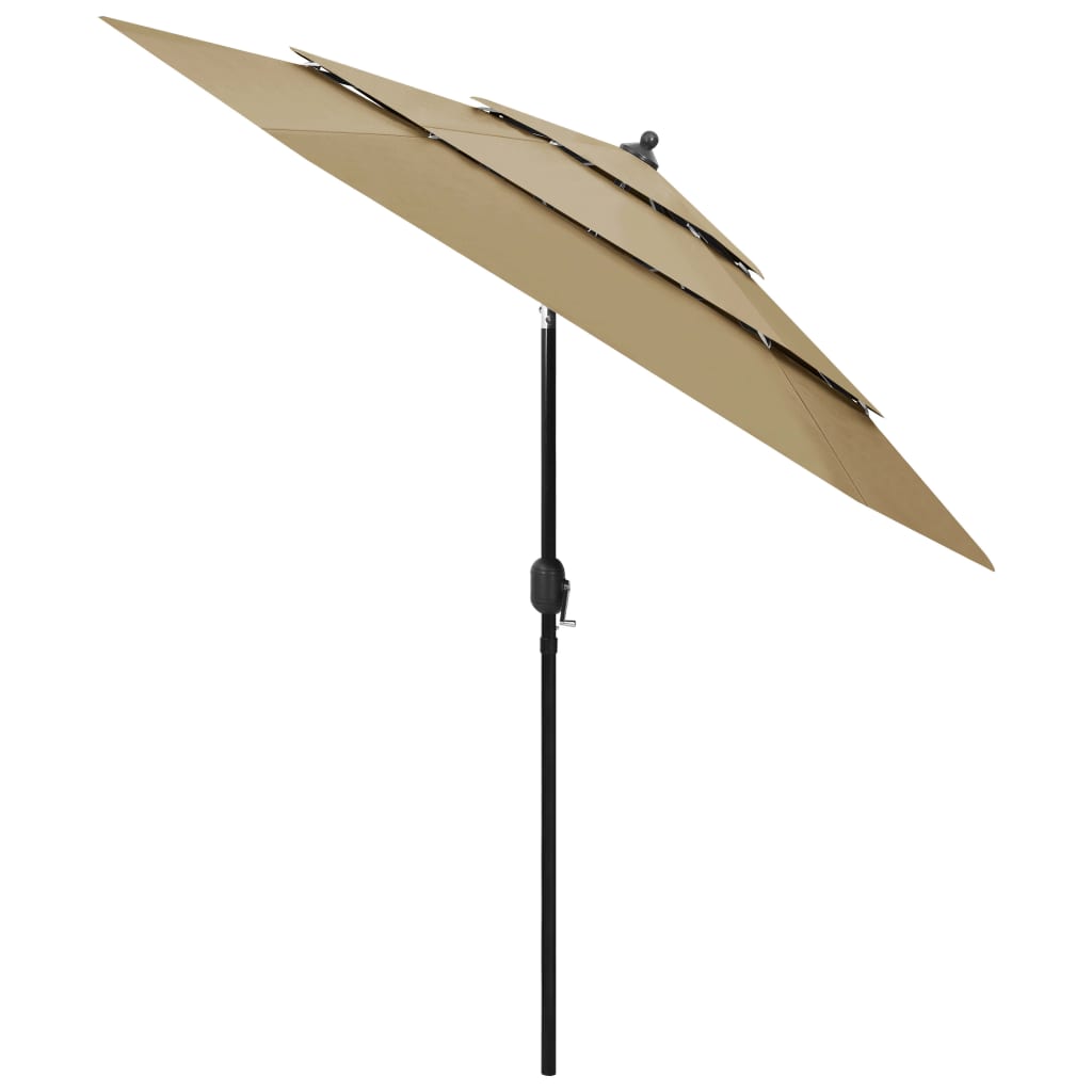 Umbrelă de soare 3 niveluri, stâlp aluminiu, gri taupe, 2,5 m Lando - Lando