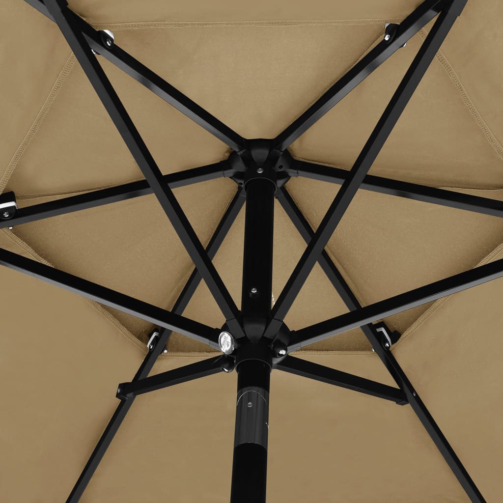 Umbrelă de soare 3 niveluri, stâlp aluminiu, gri taupe, 2,5 m Lando - Lando