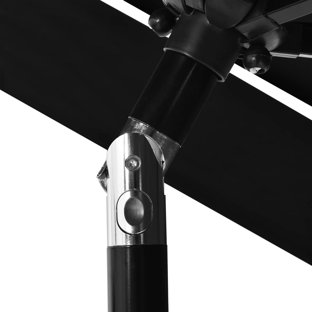 Umbrelă de soare 3 niveluri, stâlp de aluminiu, negru, 2,5 m Lando - Lando