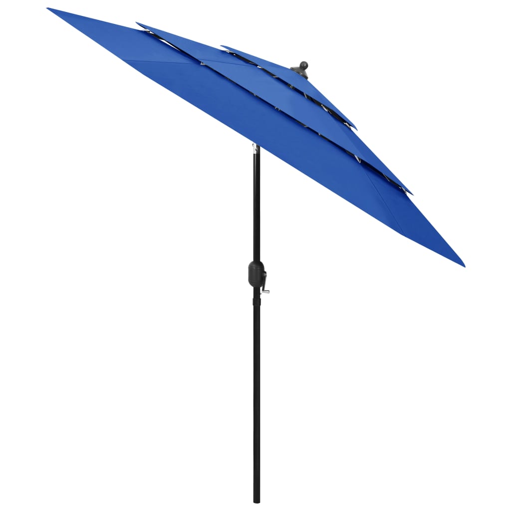 Umbrelă de soare 3 niveluri, stâlp de aluminiu, azuriu, 2,5 m Lando - Lando