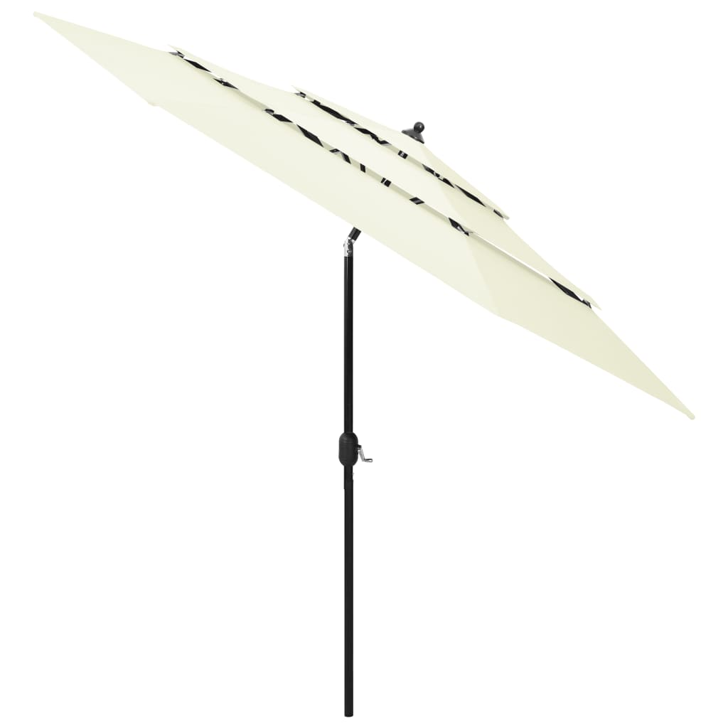 Lando-Umbrelă de soare 3 niveluri, stâlp de aluminiu, nisipiu, 3 m- mobila