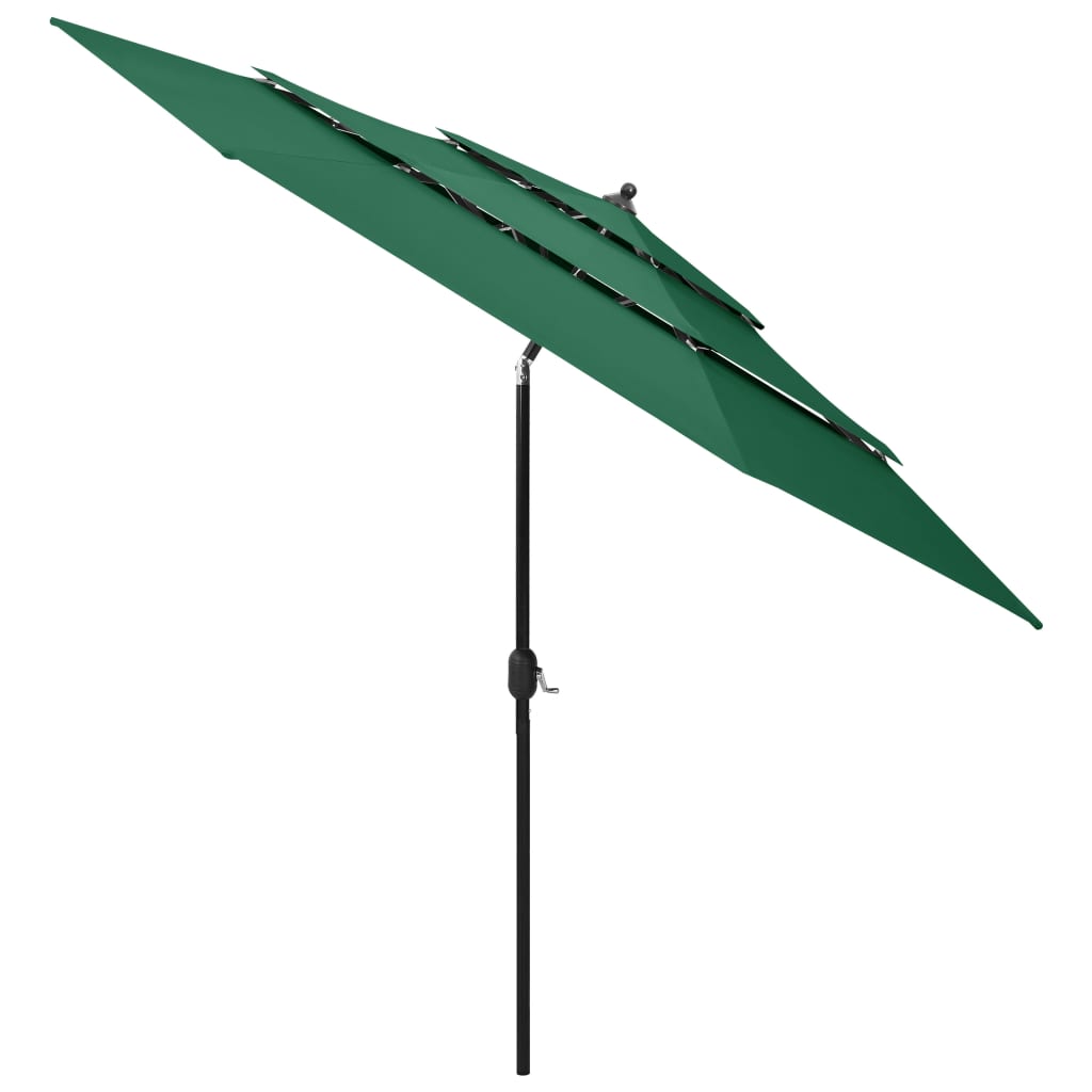 Umbrelă de soare 3 niveluri, stâlp de aluminiu, verde, 3 m Lando - Lando
