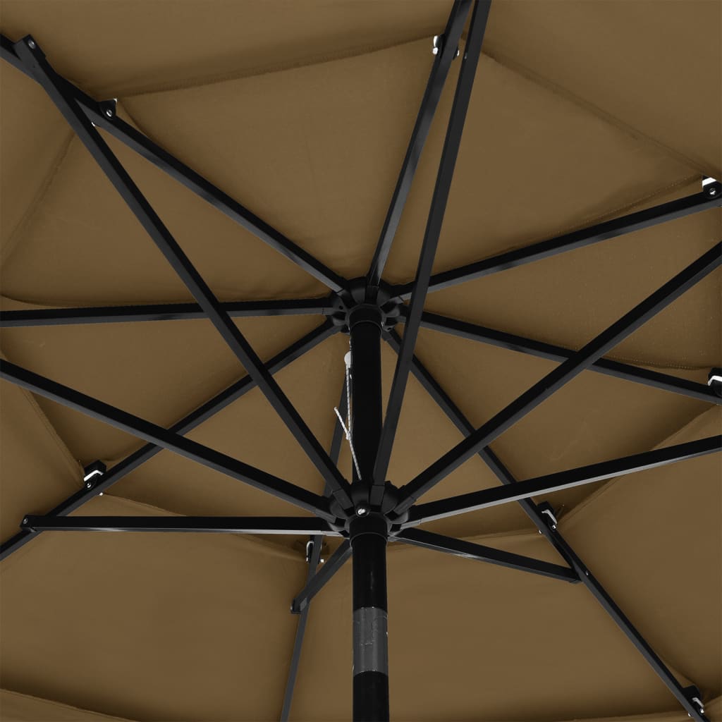 Umbrelă de soare 3 niveluri, stâlp aluminiu, gri taupe, 3 m Lando - Lando