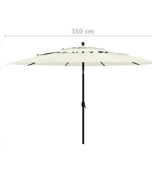 Încărcați imaginea în vizualizatorul Galerie, Lando-Umbrelă de soare 3 niveluri, stâlp de aluminiu, nisipiu, 3,5 m- mobila
