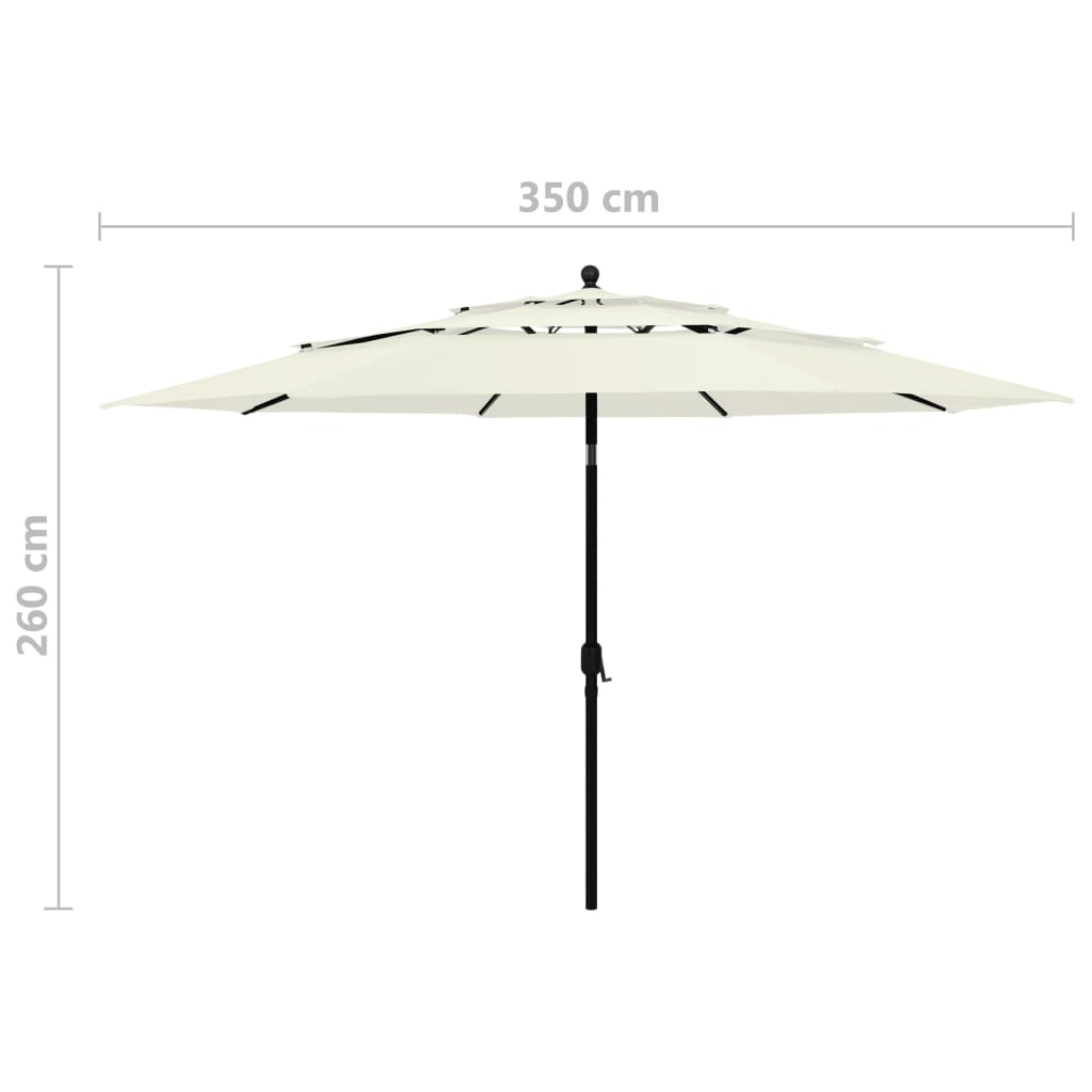 Lando-Umbrelă de soare 3 niveluri, stâlp de aluminiu, nisipiu, 3,5 m- mobila