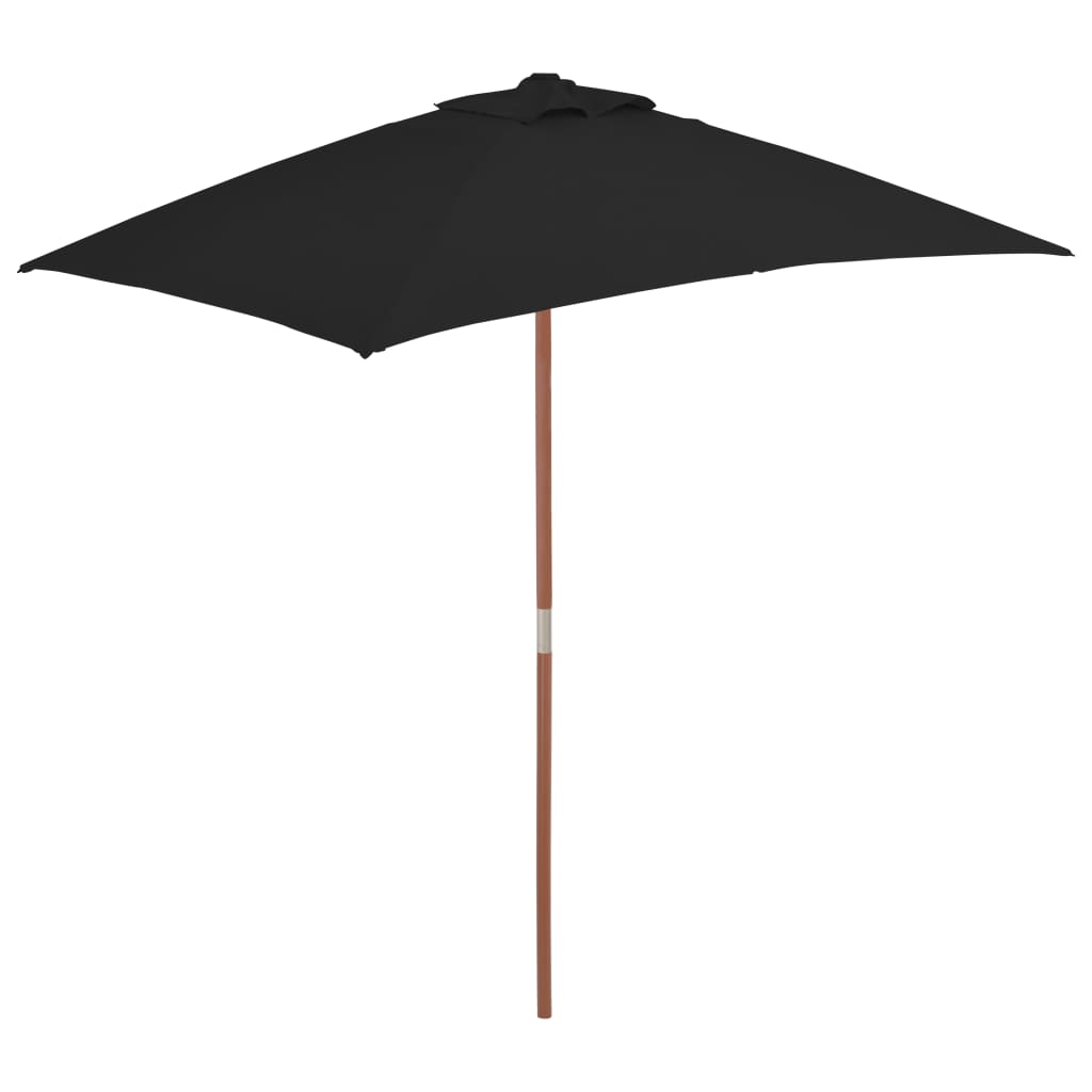 Lando-Umbrelă de soare, exterior, stâlp lemn, negru, 150x200 cm- mobila
