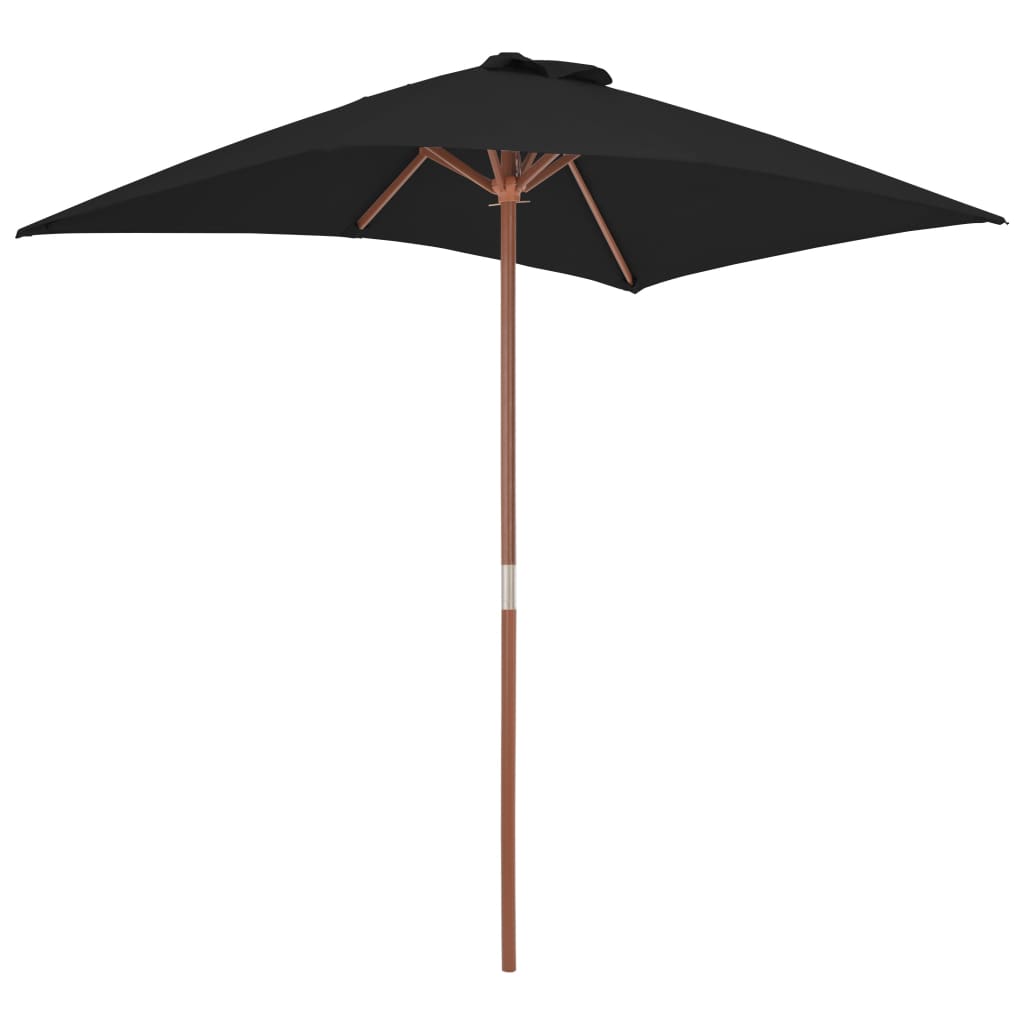 Lando-Umbrelă de soare, exterior, stâlp lemn, negru, 150x200 cm- mobila