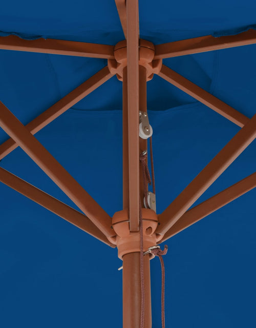 Încărcați imaginea în vizualizatorul Galerie, Umbrelă de soare de exterior, stâlp lemn, albastru, 150x200 cm Lando - Lando
