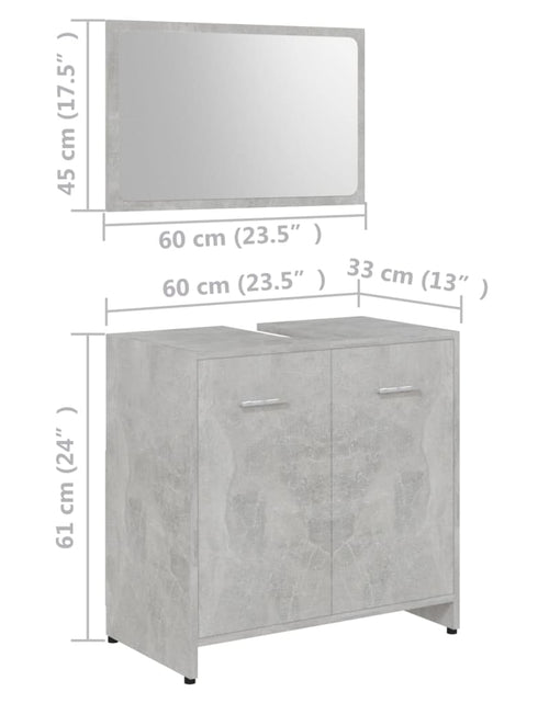 Загрузите изображение в средство просмотра галереи, Set mobilier baie, 3 piece, gri beton, lemn prelucrat - Lando
