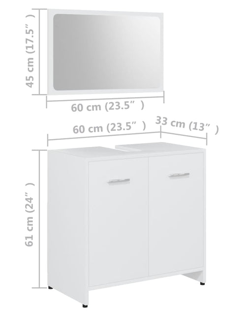 Загрузите изображение в средство просмотра галереи, Set mobilier de baie, 3 piese, alb, lemn prelucrat - Lando
