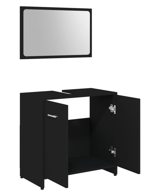 Încărcați imaginea în vizualizatorul Galerie, Set mobilier de baie, 3 piese, negru, lemn prelucrat - Lando
