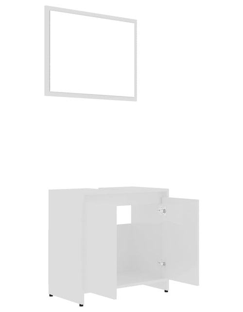 Încărcați imaginea în vizualizatorul Galerie, Set mobilier de baie, 3 piese, alb extralucios, lemn prelucrat - Lando
