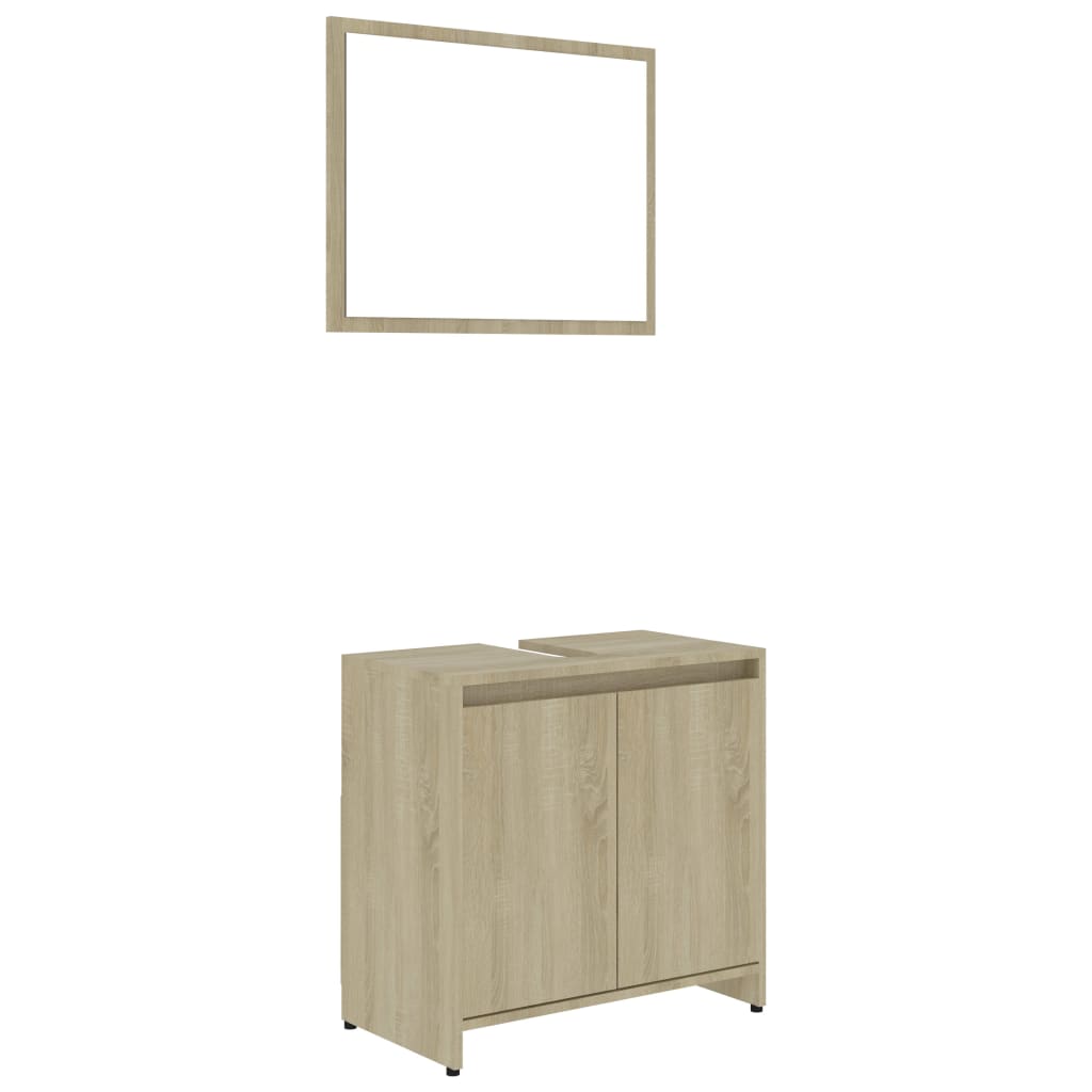 Set mobilier de baie din 3 piese, stejar Sonoma lemn prelucrat - Lando