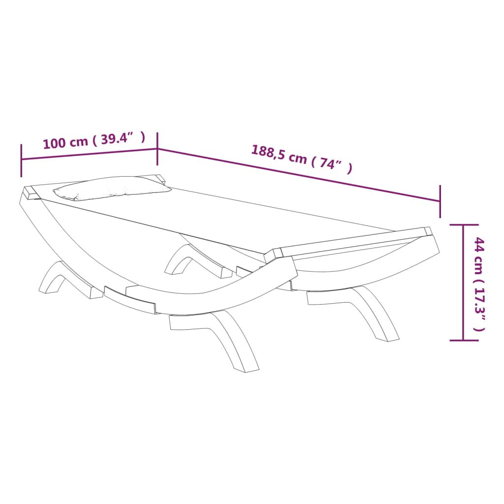 Pat de exterior, crem, 100x188,5x44 cm, lemn masiv curbat - Lando