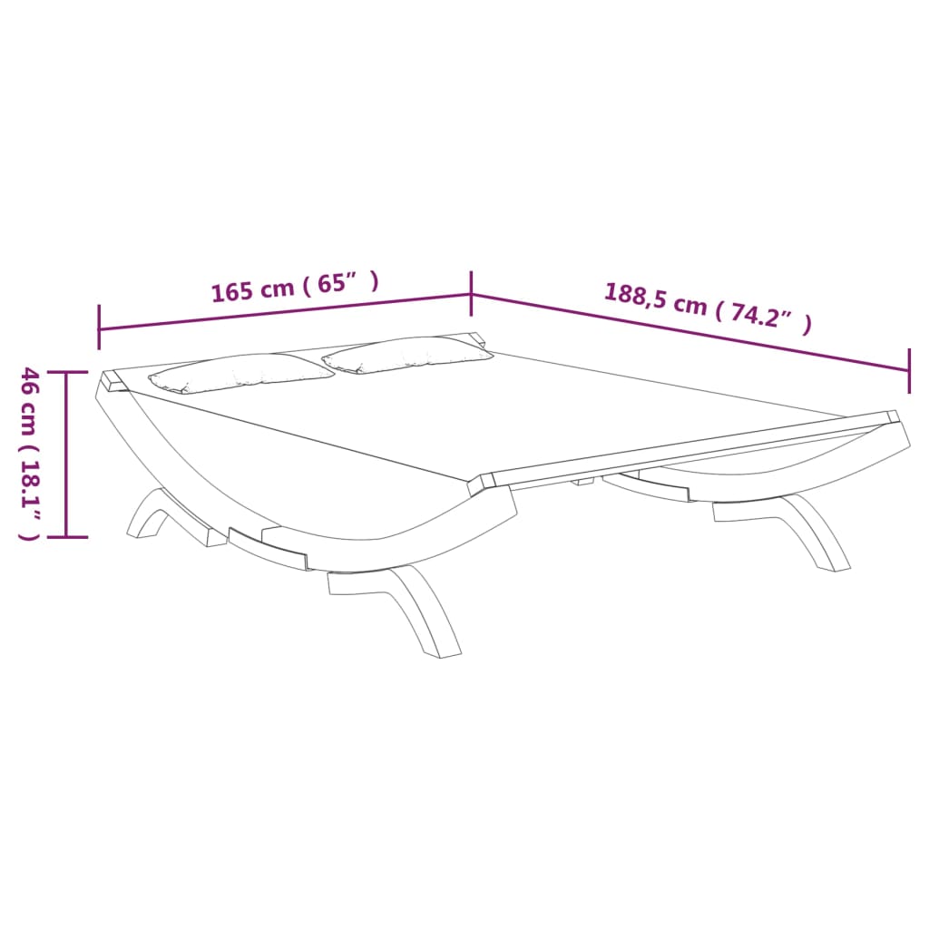 Pat de exterior, crem, 165x188,5x46 cm, lemn masiv curbat - Lando