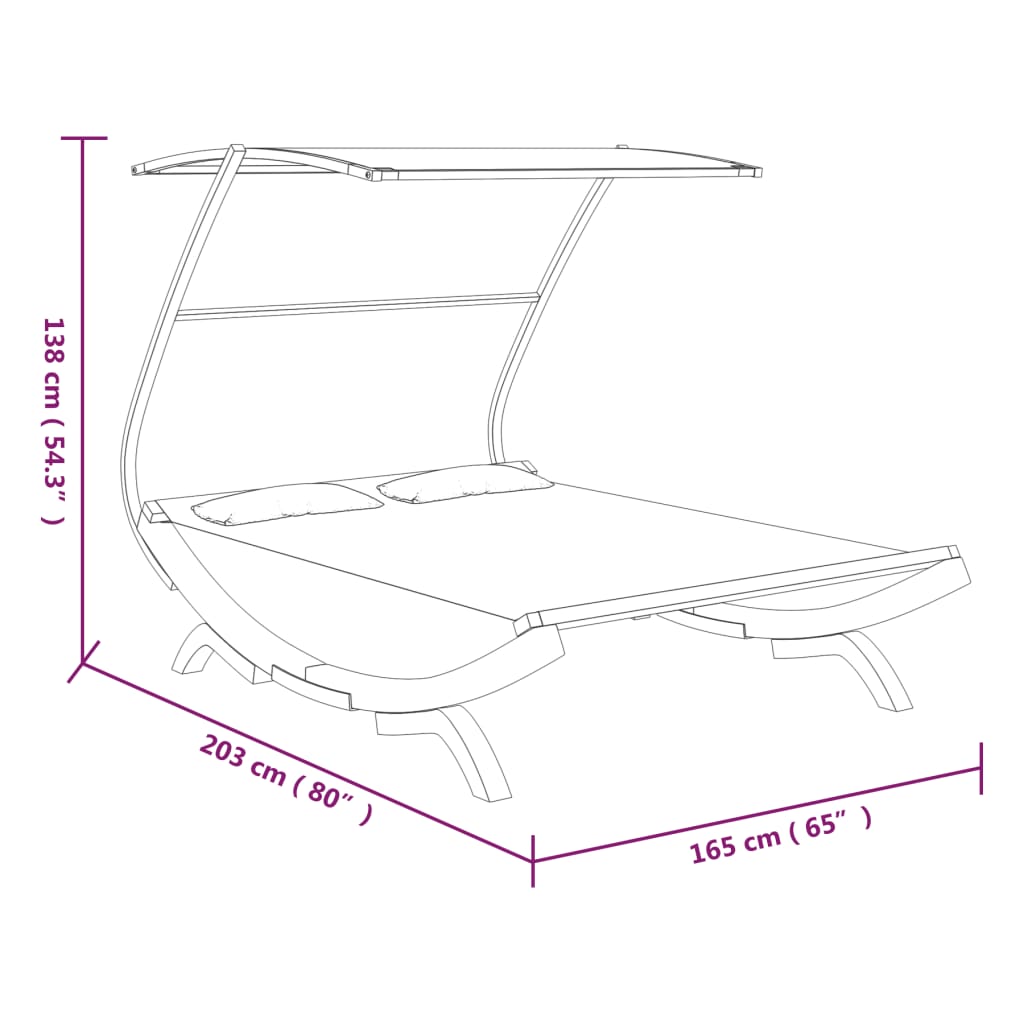 Pat de exterior cu baldachin antracit 165x203x138 cm lemn masiv - Lando